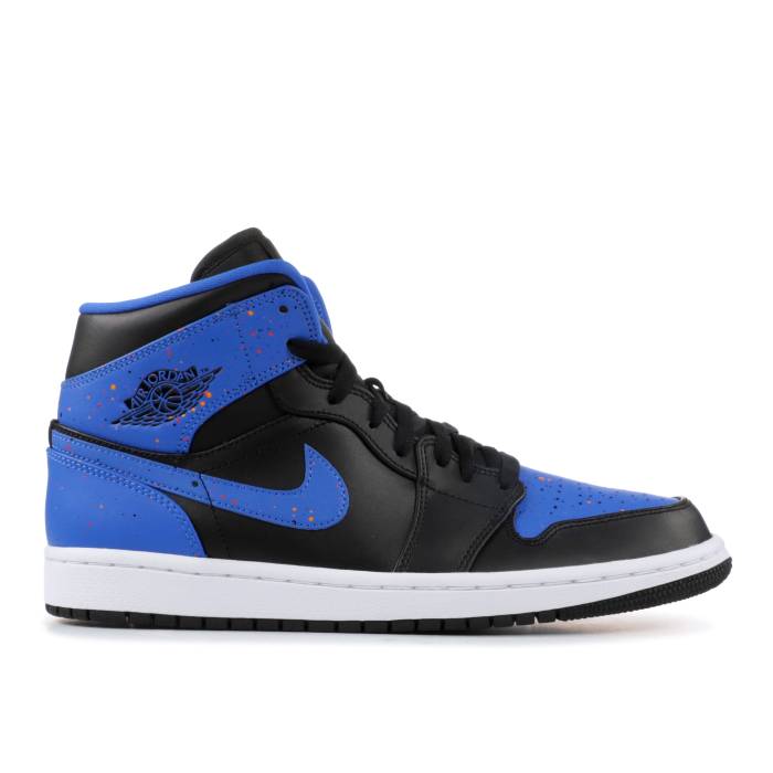 ナイキ　エアジョーダン Air Jordan 【 Jordan 1 Mid 'Royal Splatter' Men Black/Signal Blue Orange Peel Team Orange 】 ミッド 靴 メンズ靴 スニーカー メンズ 黒色 ブラック 青色 ブルー orange 橙・オレンジ Team チ