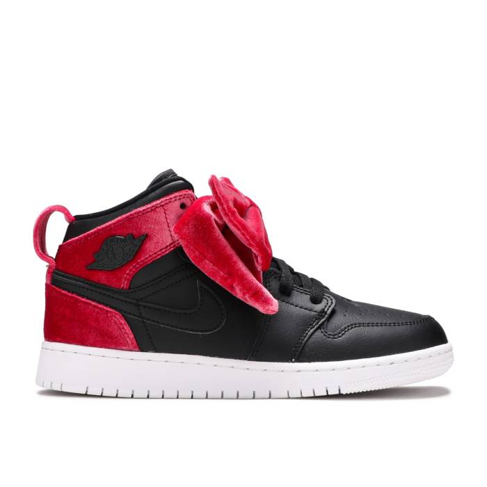楽天スニケスナイキ　エアジョーダン Air Jordan 【 Jordan 1 Mid Bow Xld Gs 'Noble Red' Youth Black/Noble Red/White 】 ミッド キッズ ベビー マタニティ キッズファッション 靴 スニーカー ジュニア キッズ 黒色 ブラック R