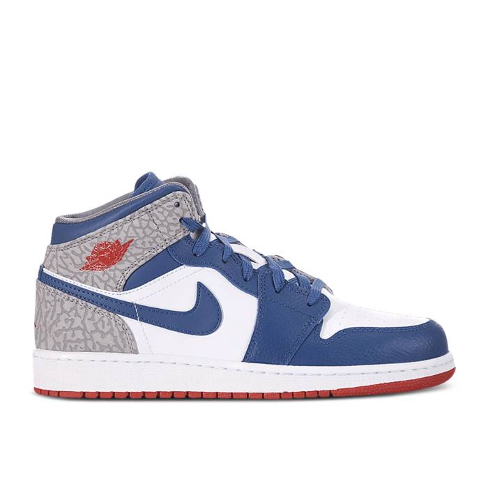ʥ硼 Air Jordan  Jordan 1 Mid Gs 'True Blue' Youth White/Fire ...