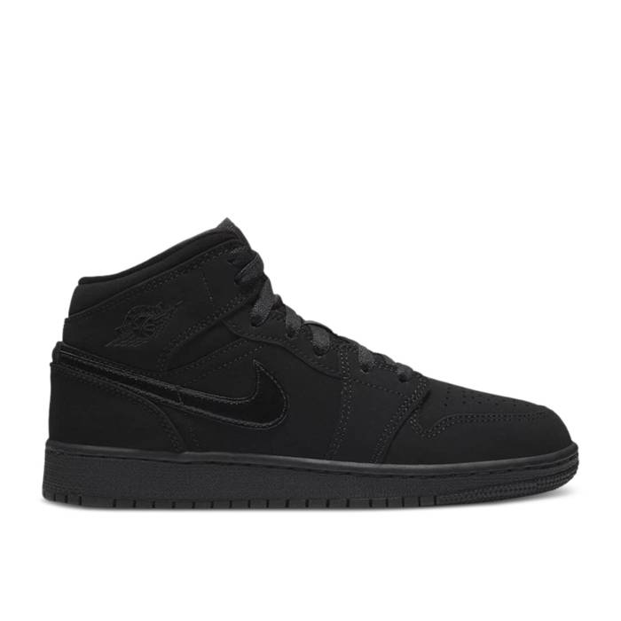 ナイキ　エアジョーダン Air Jordan 【 Jordan 1 Mid Gs 'Triple Black' Youth Black/Black/Black 】 ミッド キッズ ベビー マタニティ キッズファッション 靴 スニーカー ジュニア キッズ 黒色 ブラック