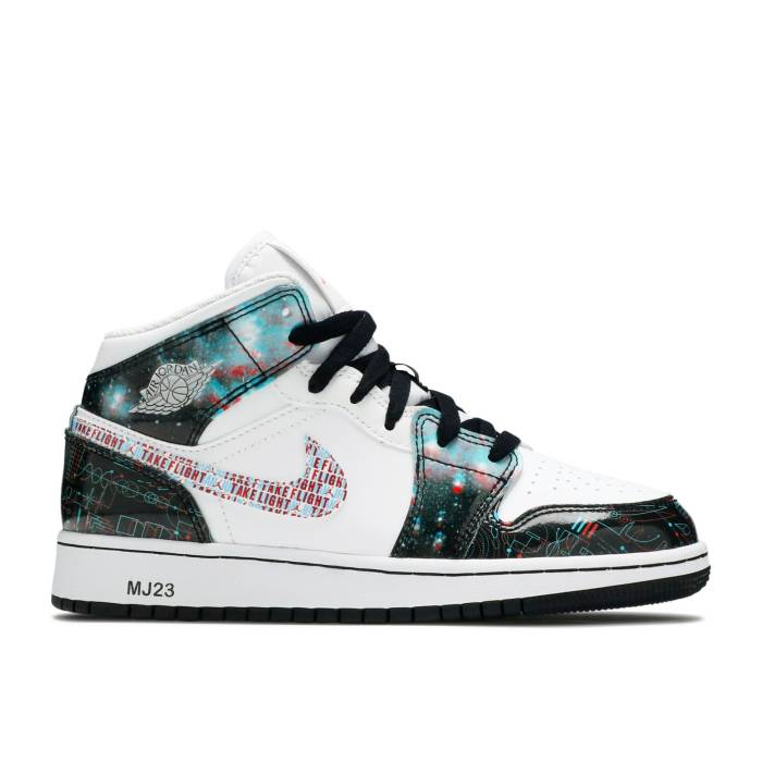 楽天スニケスナイキ　エアジョーダン Air Jordan 【 Jordan 1 Mid Se Gs 'Take Flight' Youth White/Bright Crimson/Blue Hero 】 ミッド キッズ ベビー マタニティ キッズファッション 靴 スニーカー ジュニア キッズ 白色 ホワ
