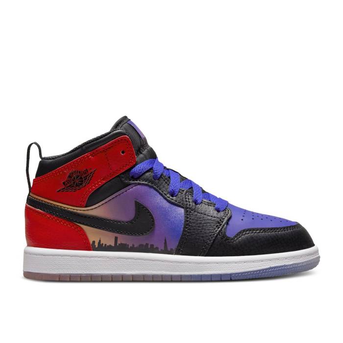 楽天スニケスナイキ　エアジョーダン Air Jordan 【 Jordan 1 Mid Ss Ps 'Skyline' Youth Concord/Black/University Red/Psychic Purple/Peach Cream/Total Orange 】 ミッド キッズ ベビー マタニティ キッズファッション 靴 スニーカー ジ