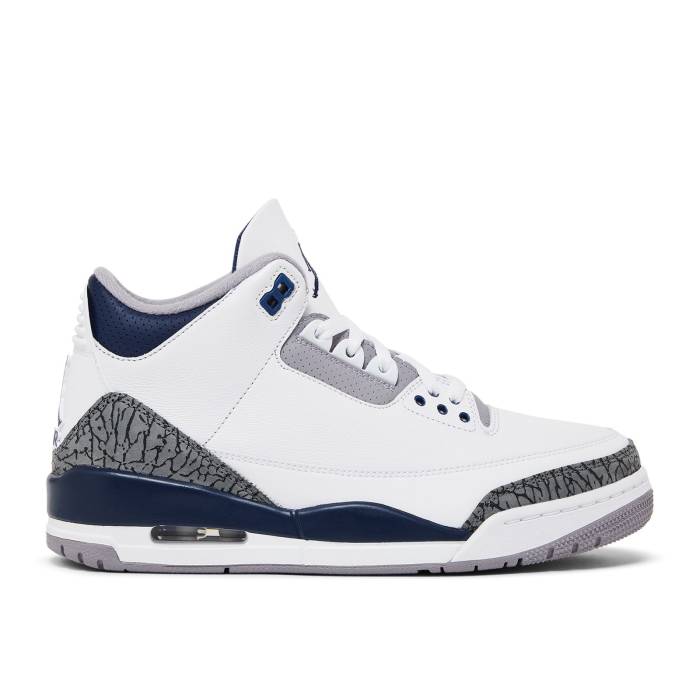 ナイキ　エアジョーダン Air Jordan 【 Jordan 3 Retro 'Midnight Navy' Men White/Midnight Navy/Cement Grey/Black 】 レトロ 靴 メンズ靴 スニーカー メンズ 白色 ホワイト 紺色 ネイビー 灰色・シメント 灰色 グレ