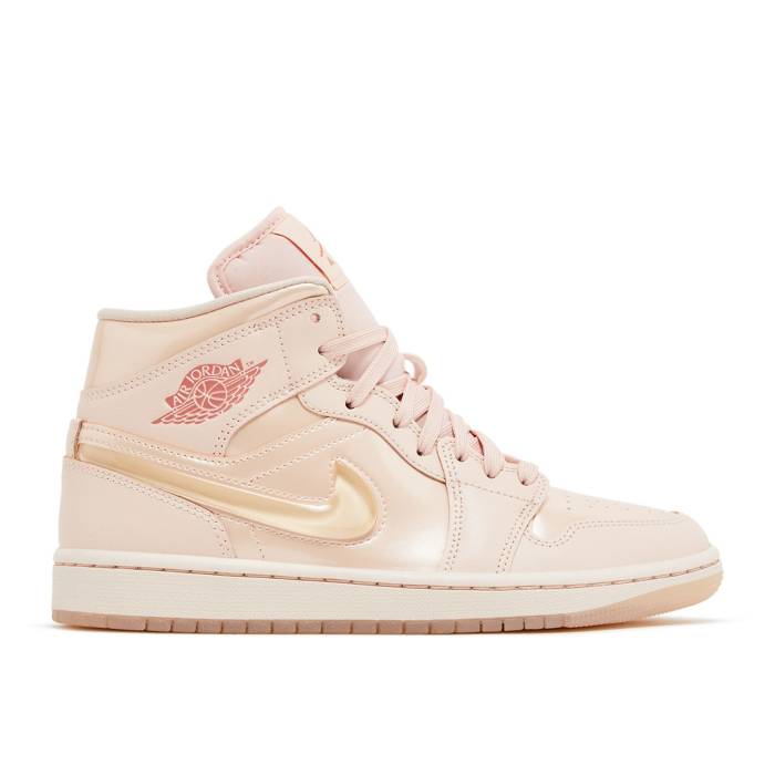 ʥ硼 Air Jordan  Wmns Jordan 1 Mid 'Pink Patent Jewel Swoosh' ...
