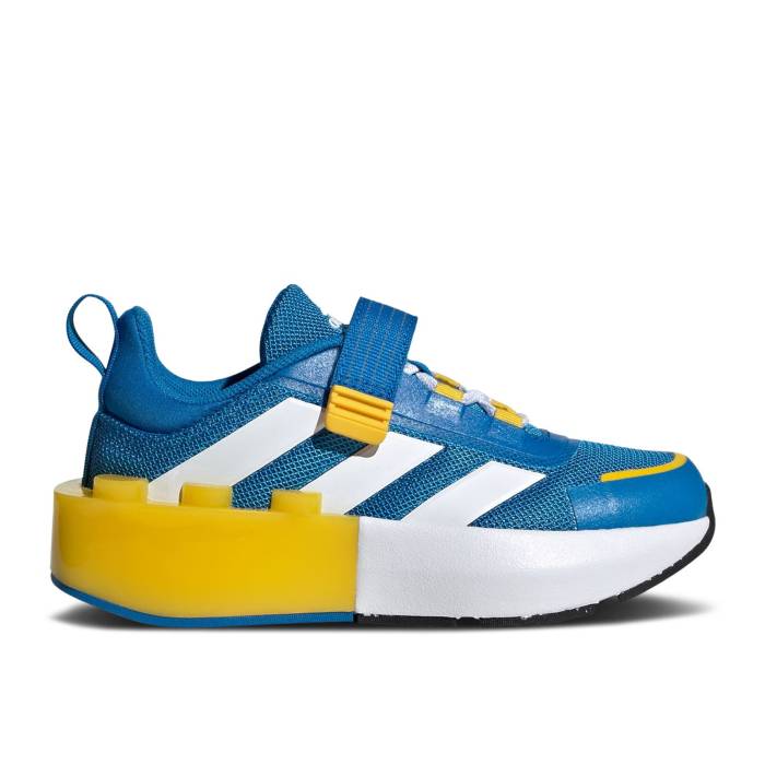 楽天スニケスアディダス Adidas 【 Lego X Tech Runner El Little Kid 'Shock Blue Equipment Yellow' Youth Shock Blue/Cloud White/Equipment Yellow 】 テック 青色 ブルー キッズ ベビー マタニティ キッズファッション 靴 スニーカー ジ