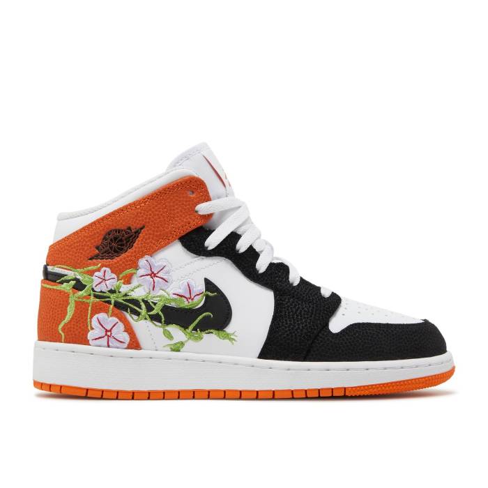 ʥ硼 Air Jordan  Jordan 1 Mid Gs 'Floral' Youth White/Black/St...