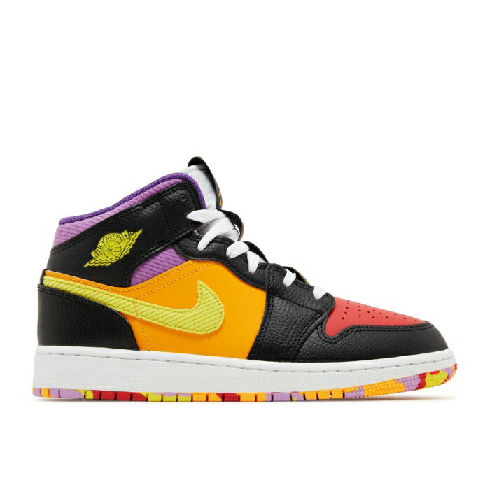 楽天スニケスナイキ　エアジョーダン Air Jordan 【 Jordan 1 Mid Ss Gs 'Championships' Youth Black/Opti Yellow/University Red/Light Ultramarine/Sundial/Baltic Blue 】 ミッド キッズ ベビー マタニティ キッズファッション 靴 スニーカ