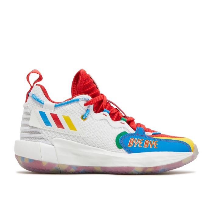 楽天スニケスアディダス Adidas 【 Lego X Dame 7 Extply Big Kid 'Bye Bye' Youth Cloud White/Cloud White/Vivid Red 】 キッズ ベビー マタニティ キッズファッション 靴 スニーカー ジュニア キッズ 白色 ホワイト Red 赤・レッ