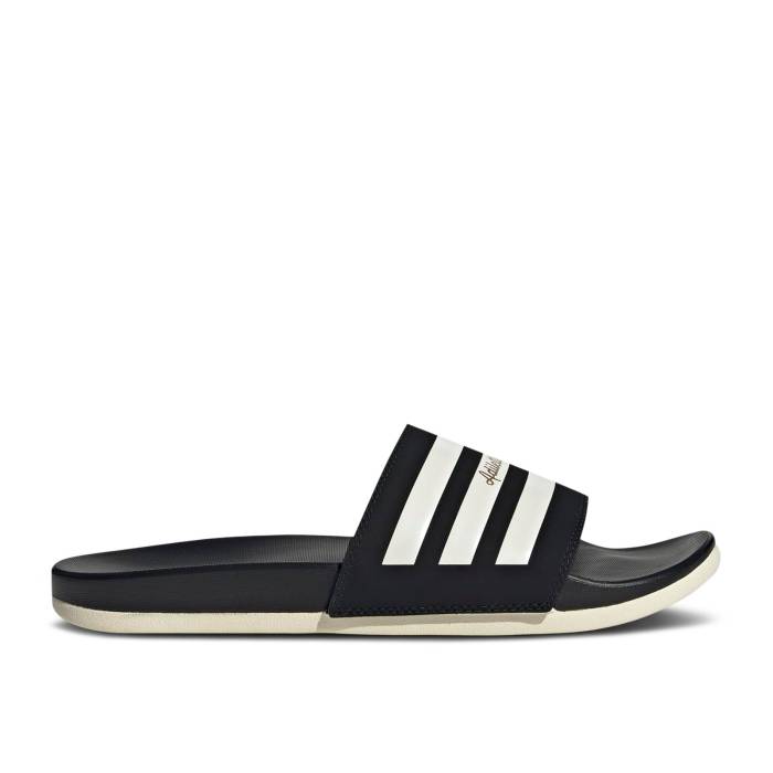アディダス Adidas 【 Adilette Comfort Slide 'Black White' Men Core Black Wonder White/Gold Metal..