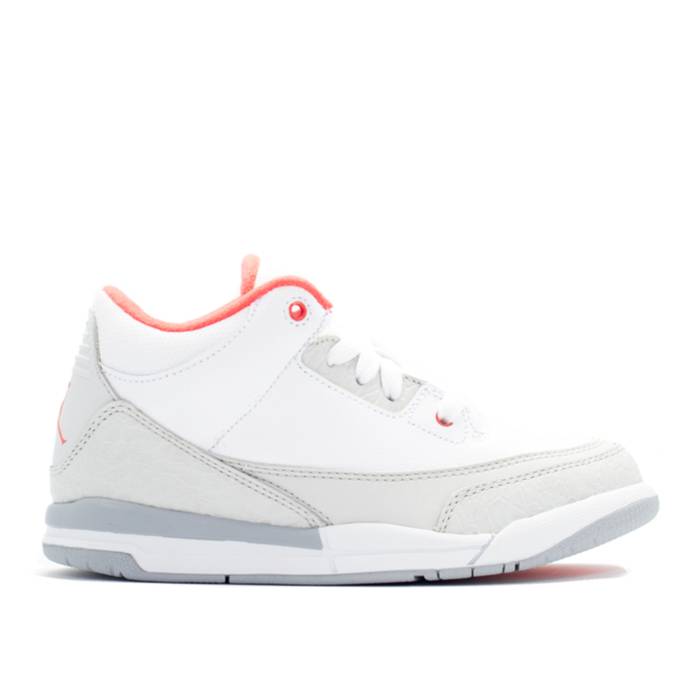ʥ硼 Air Jordan  3 Retro Ps Youth White/Crimson-Ntrl Try-Wlf G...