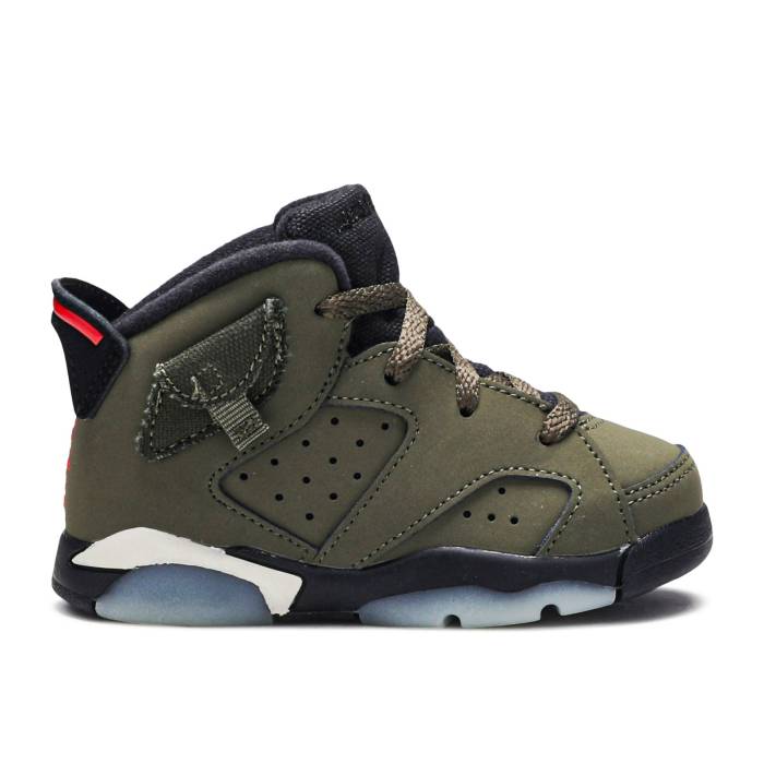 楽天スニケスナイキ　エアジョーダン Air Jordan 【 Travis Scott X Jordan 6 Retro Td 'Olive' Infant Medium Olive/Black/Sail/Univeristy Red 】 レトロ キッズ ベビー マタニティ ベビーファッション 靴 スニーカー ベビー olive オ