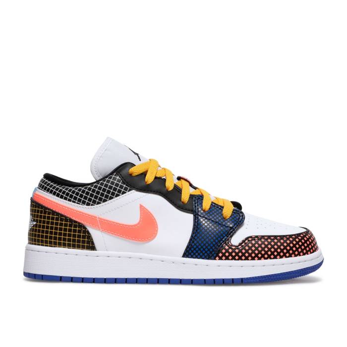 楽天スニケスナイキ　エアジョーダン Air Jordan 【 Jordan 1 Low Mmd Bg 'Multi Grid' Youth White/Black/Game Royal/Bright Mango 】 キッズ ベビー マタニティ キッズファッション 靴 スニーカー ジュニア キッズ 白色 ホワイト