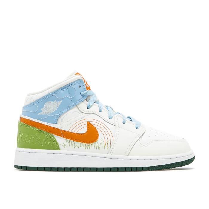 ʥ硼 Air Jordan  Jordan 1 Mid Se Gs 'Stitch' Youth Sail/Psychi...