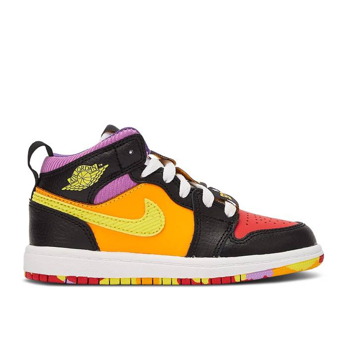 楽天スニケスナイキ　エアジョーダン Air Jordan 【 Jordan 1 Mid Ss Ps 'Championships' Youth Black/Opti Yellow/University Red/Light Ultramarine/Sundial/Baltic Blue 】 ミッド キッズ ベビー マタニティ キッズファッション 靴 スニーカ