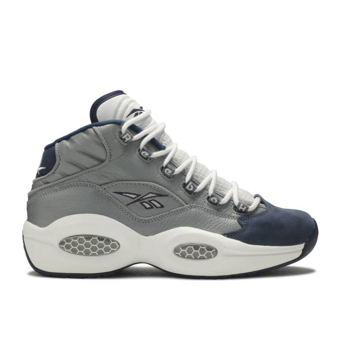 リーボック Reebok 【 Question Mid 'Georgetown' Men Flat Grey/Navy/White 】 Question クエスチョン ミッド 靴 メンズ靴 スニーカー メンズ 灰色 グレー 紺色 ネイビー 白色 ホワイト