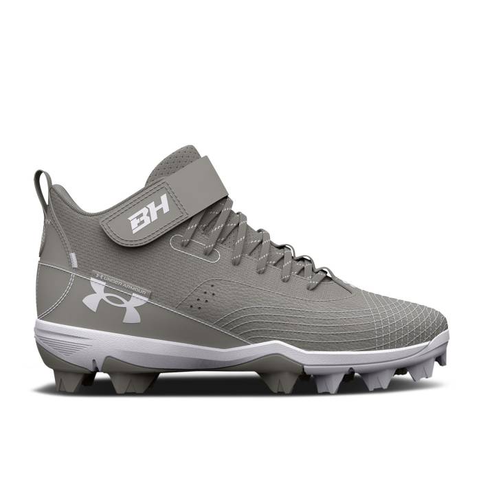 ޡ Under Armour  Harper 7 Mid Rm Gs 'Grey White' Youth Baseball...