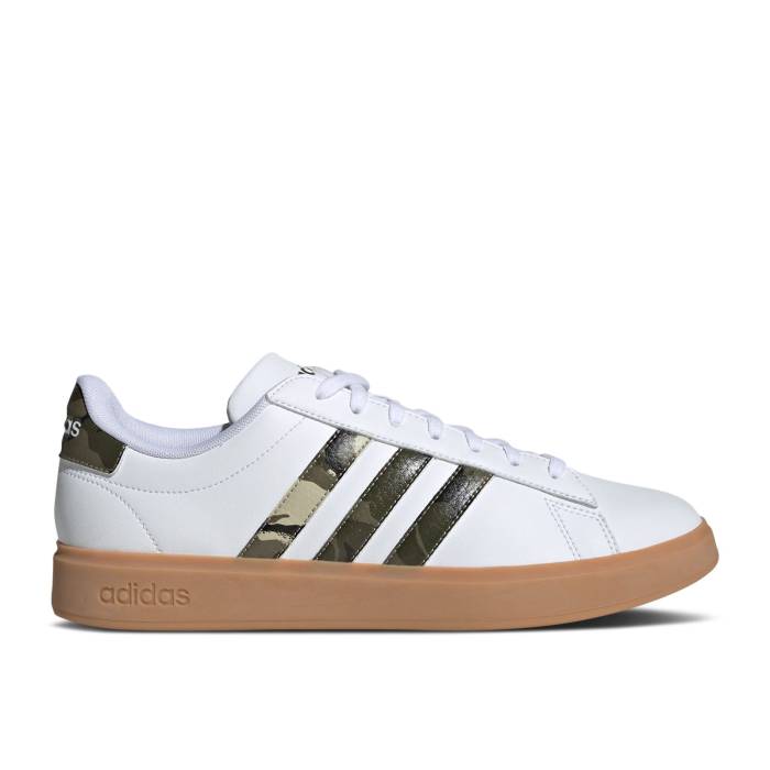 アディダス Adidas 【 Grand Court 2.0 'White Camo Gum' Men Cloud White/Olive Strata/Putty Grey 】 グランド コート カモ柄 メンズ 白色 ホワイト olive オリーブ 灰色 グレー
