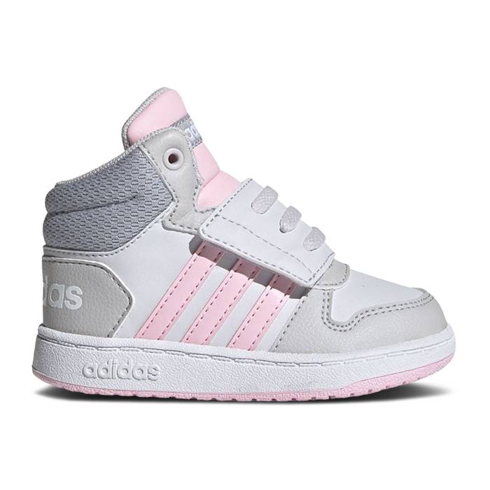 ǥ Adidas  Hoops 2.0 Mid I 'White Pink' Infant Dark Grey/Pink/Halo...