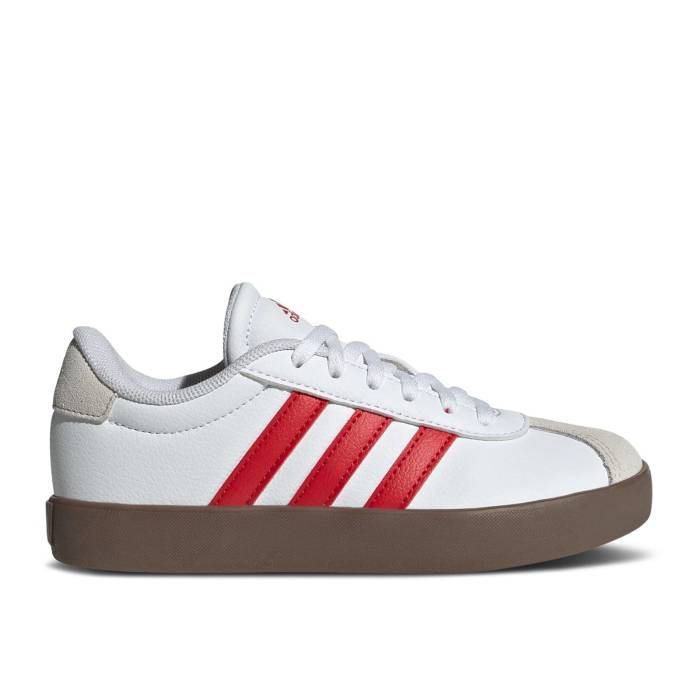 アディダス Adidas 【 Vl Court 3.0 K 'White Scarlet Gum' Youth Cloud White/Better Scarl...