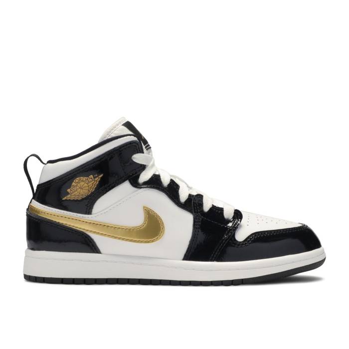 ナイキ　エアジョーダン Air Jordan 【 Jordan 1 Mid Patent Se Ps 'Black Gold' Youth Black/Metallic..
