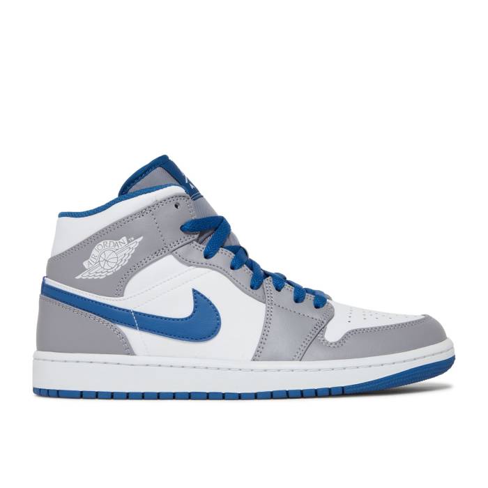 ナイキ　エアジョーダン Air Jordan 【 Jordan 1 Mid 'Cement True Blue' Men Cement Grey/White/True Blue 】 ミッド 靴 メンズ靴 スニーカー メンズ 灰色・シメント 灰色 グレー 白色 ホワイト 青色 ブルー