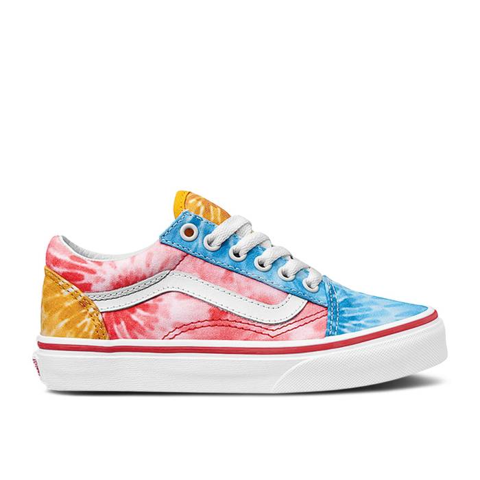 楽天スニケスヴァンズ Vans 【 Old Skool Kids 'Tie-Dye Block' Youth Multi/True White 】 キッズ ベビー マタニティ キッズファッション 靴 スニーカー ジュニア キッズ 白色 ホワイト