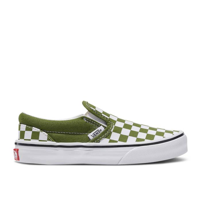  Vans  Classic Slip-On Kids 'Checkerboard - Pesto Green' Youth Pe...