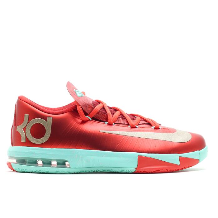 ʥ Nike  Kd 6 Gs 'Christmas' Youth Lt Crmsn/Mtlc Gld Grn-Grn Glw  ...