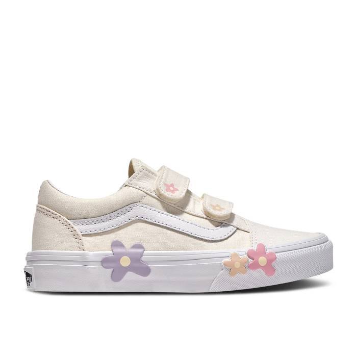 楽天スニケスヴァンズ Vans 【 Old Skool V Kids 'Cream Flower' Youth Flower White 】 キッズ ベビー マタニティ キッズファッション 靴 その他 ジュニア キッズ 白色 ホワイト