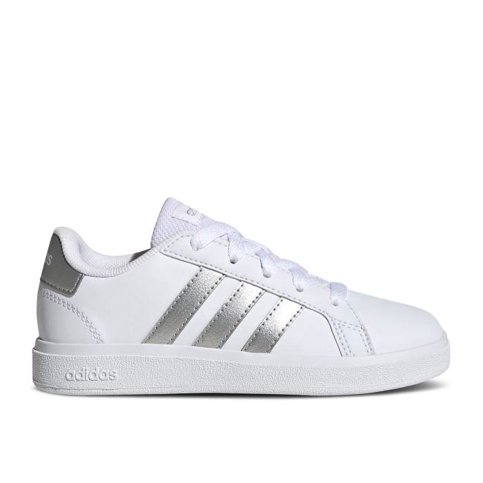アディダス Adidas 【 Grand Court 2.0 Big Kid 'White Matte Silver' Youth Cloud White/Ma...
