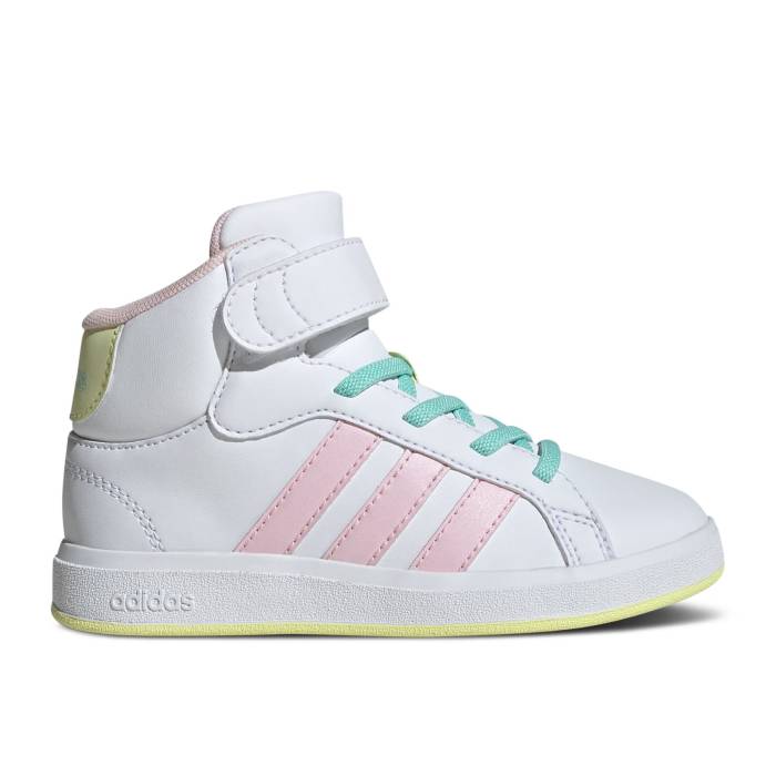 ǥ Adidas  Grand Court Mid K 'White Clear Pink Yellow' Youth Cloud...