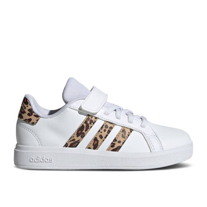 アディダス Adidas 【 Grand Court 2.0 C 'Leopard' Youth Cloud White/Magic Beige/Matte G...
