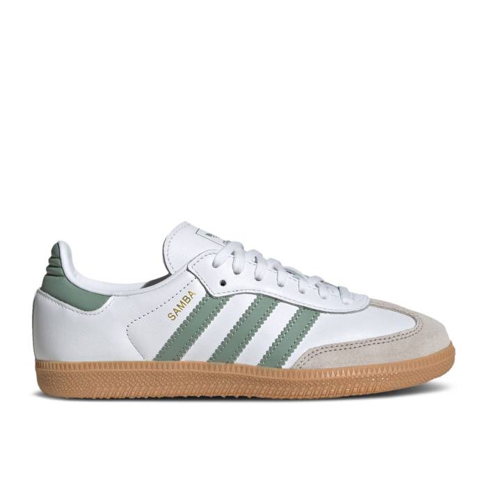 ǥ Adidas  Samba Og J 'White Silver Green' Youth Cloud White/Silve...