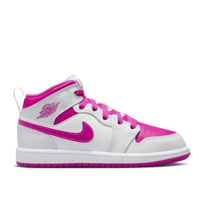 ナイキ　エアジョーダン Air Jordan 【 Jordan 1 Mid Ps 'Fire Pink' Youth Iris Whisper/White/Fire Pink 】 ミッド キッズ ベビー マタニティ キッズファッション 靴 スニーカー ジュニア キッズ 白色 ホワイト
