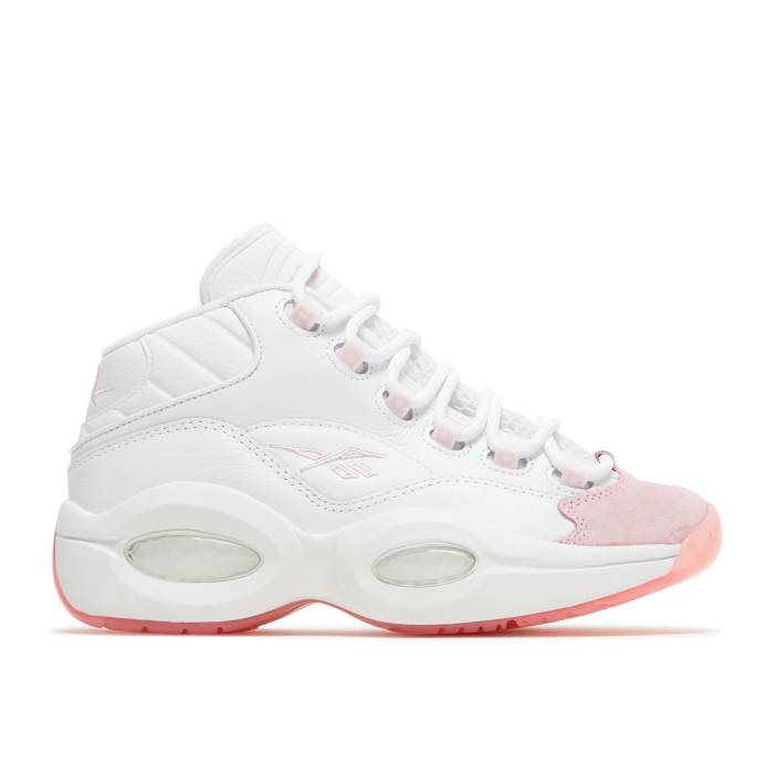 リーボック Reebok 【 Question Mid Big Kid 'Pink Toe' Youth Footwear White/Pink Glow/Porcelain Pi..
