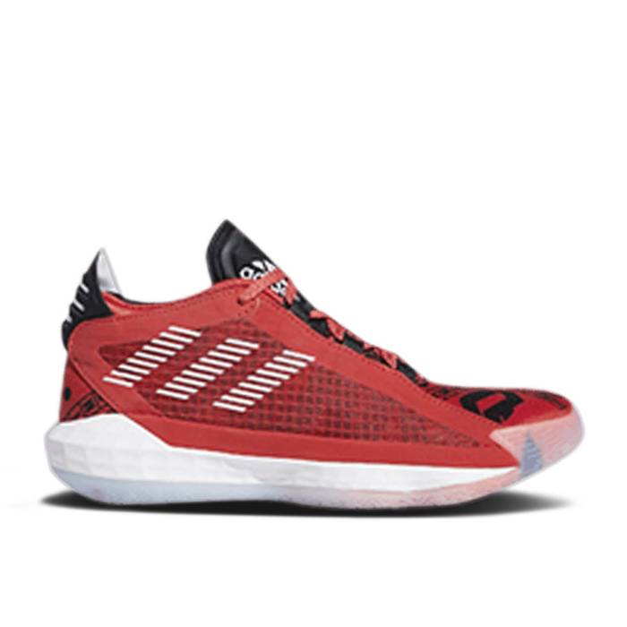 ǥ Adidas  Dame 6 Big Kids 'Geek Up' Youth Glory Red/Dash Grey/Sol...