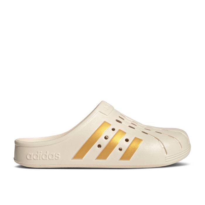 アディダス Adidas 【 Adilette Clog 'Wonder White Gold Metallic' Men Wonder White/Gold ...