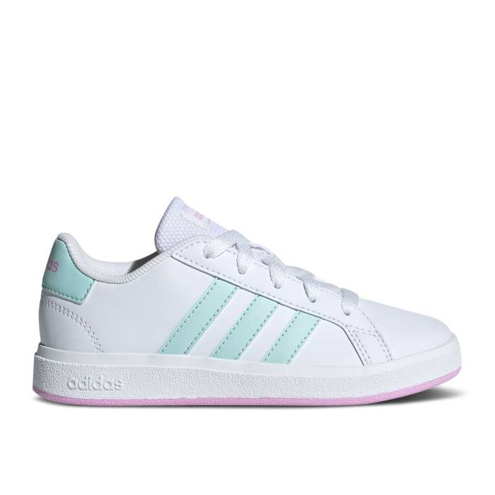 ǥ Adidas  Grand Court Lace-Up J 'White Aqua Bliss Lilac' Youth Cl...