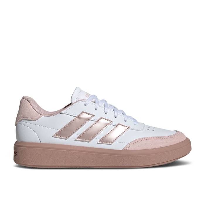 楽天スニケスアディダス Adidas 【 Courtblock J 'White Sandy Pink' Youth Cloud White/Sandy Pink Metallic/Sandy Pink 】 キッズ ベビー マタニティ キッズファッション 靴 スニーカー ジュニア キッズ 白色 ホワイト pink ピンク