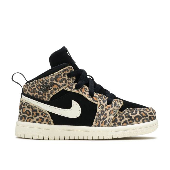 楽天スニケスナイキ　エアジョーダン Air Jordan 【 Jordan 1 Mid Se Td 'Cheetah' Infant Black/Pale Ivory/Desert Ore 】 ミッド キッズ ベビー マタニティ ベビーファッション 靴 スニーカー ベビー 黒色 ブラック アイボリ