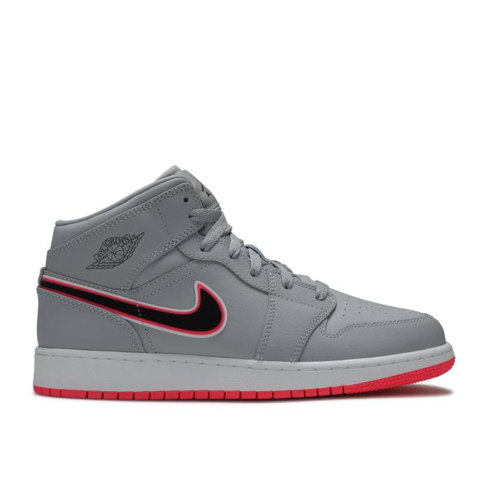 ʥ硼 Air Jordan  Jordan 1 Mid Gs 'Wolf Grey Pink' Youth Wolf G...