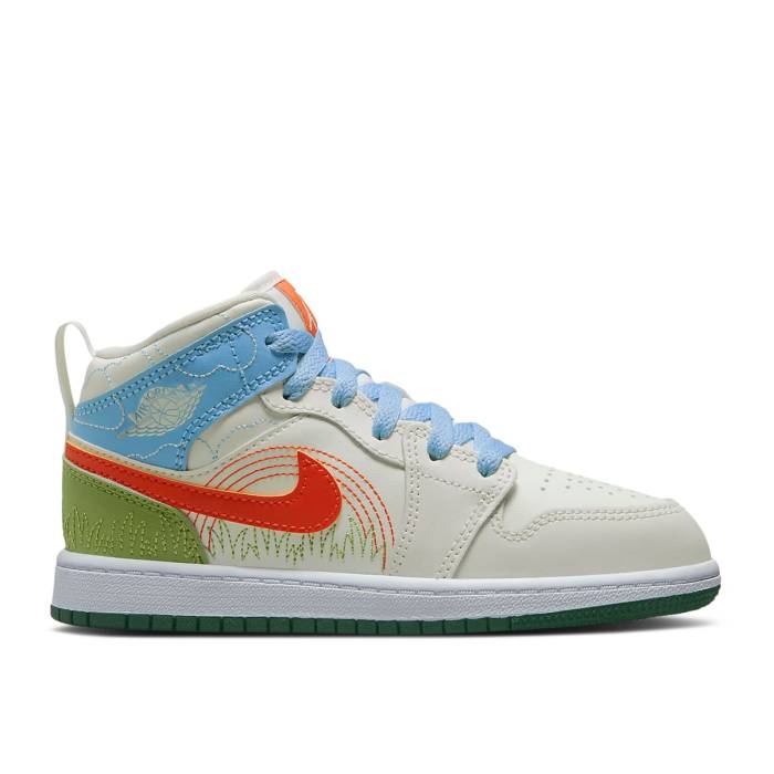 ʥ硼 Air Jordan  Jordan 1 Mid Se Ps 'Stitch' Youth Sail/Psychi...