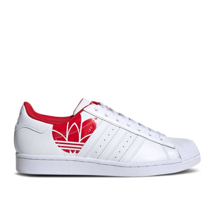 アディダス Adidas 【 Superstar 'Trefoil Print - Scarlet' Men Cloud White/Cloud White/Scarlet 】 Superstar スーパースター 靴 メンズ靴 スニーカー メンズ 白色 ホワイト