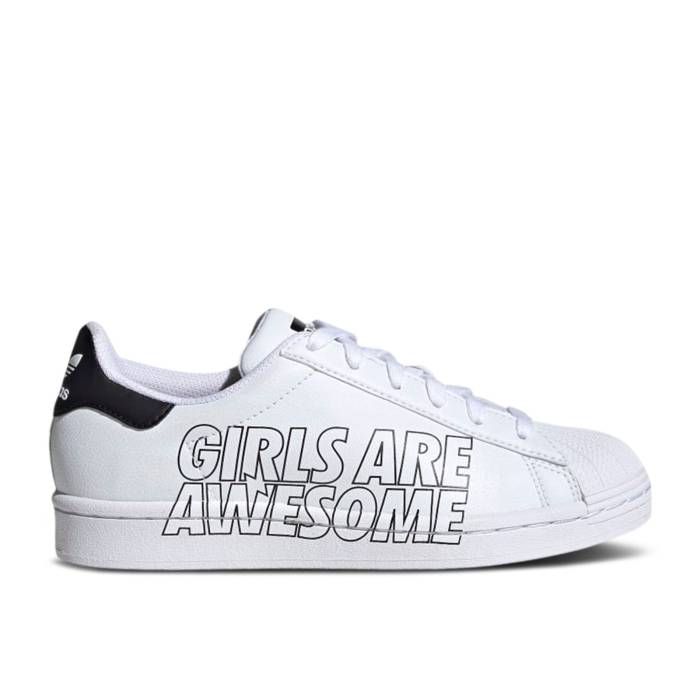 アディダス Adidas 【 Girls Are Awesome X Superstar J 'Wordmark' Youth Cloud White/Cloud White/Co..