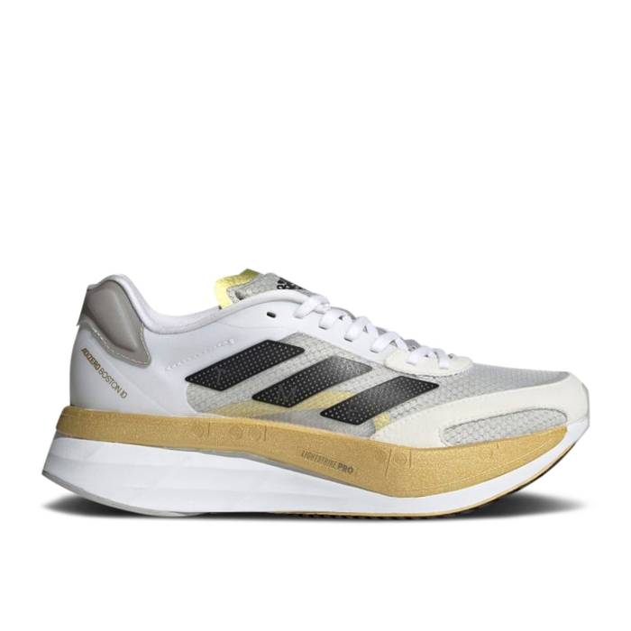 楽天スニケスアディダス Adidas 【 Wmns Adizero Boston 10 Tme 'White Gold Metallic' Women Cloud White/Core Black/Grey Two 】 アディゼロ ボストン ゴールド 靴 レディース靴 スニーカー レディース 白色 ホワイト コア 黒色 ブラ