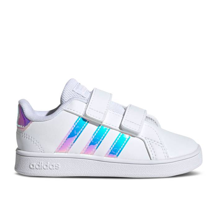 楽天スニケスアディダス Adidas 【 Grand Court I 'White Iridescent' Infant Cloud White/Cloud White/Dash Grey 】 グランド コート キッズ ベビー マタニティ ベビーファッション 靴 スニーカー ベビー 白色 ホワイト 灰色 グレ