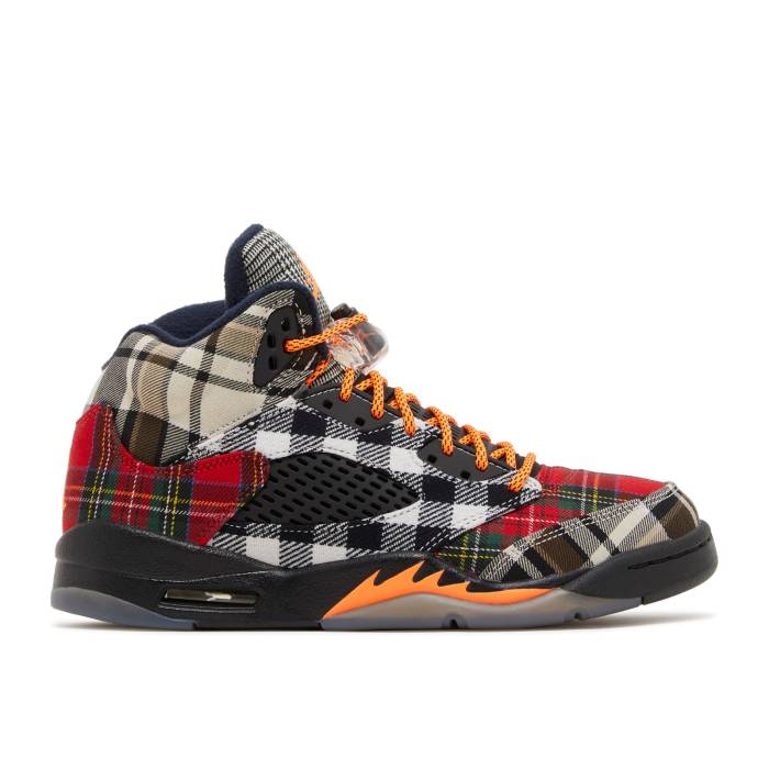 ナイキ　エアジョーダン Air Jordan 【 Jordan 5 Retro Gs 'Plaid' Youth Black/Total Orange/Dark Obs..