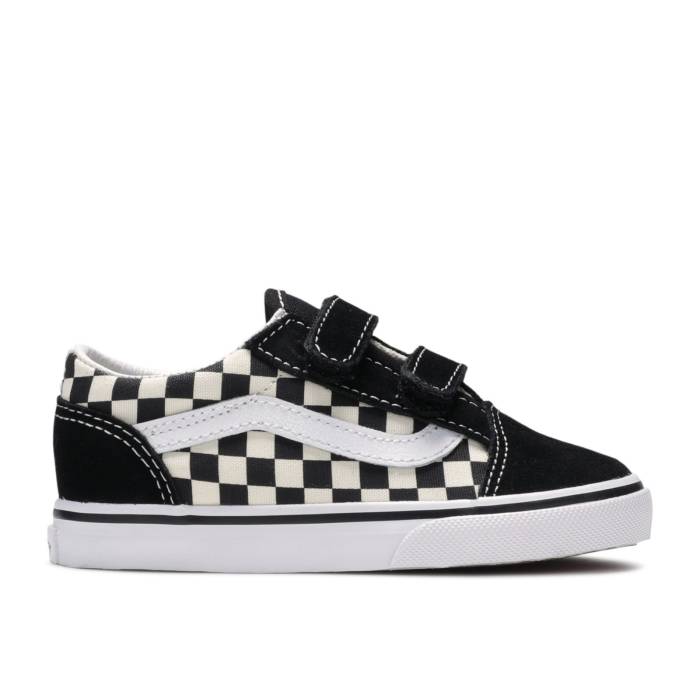 ヴァンズ Vans 【 Old Skool V Toddler 'Primary Check' Infant Black/White 】 ベビー 赤ちゃん用 キッズ ベビー マタニティ ベビーファッション 靴 スニーカー ベビー 黒色 ブラック 白色 ホワイト