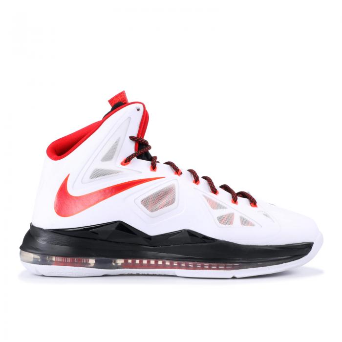 【 NIKE LEBRON 10 'HEAT HOME' / WHITE UNIVERSITY RED BLACK 】 レブロン 白色 ホワイト 赤 レッド ..