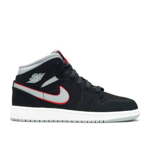  AIR JORDAN JORDAN 1 MID GS 'BLACK PARTICLE GREY' / BLACK PARTICLE GR...
